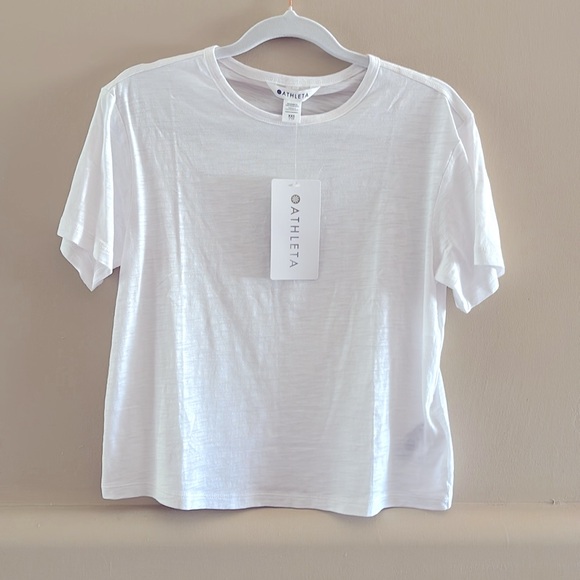 Athleta Essential Slub Tee. White. XXS. 100% Supima Cotton. NWT. - Picture 2 of 6